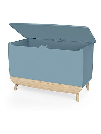 Coffre à jouets en bois bicolore bleu