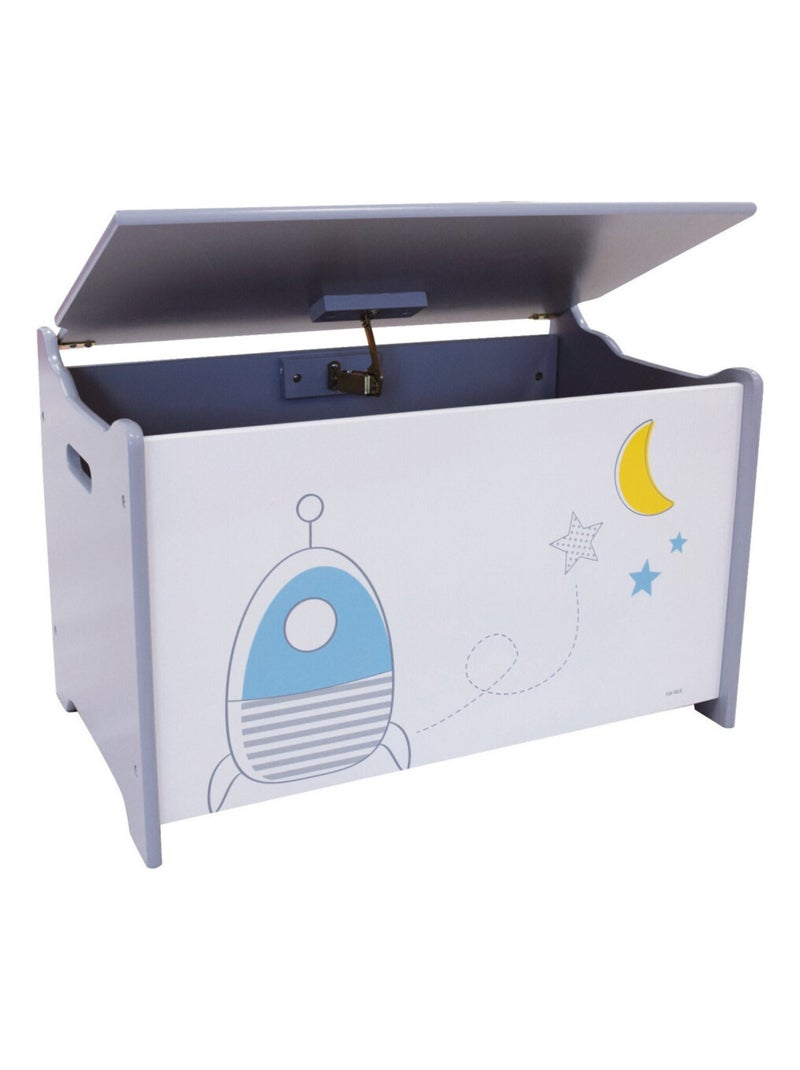 Coffre à jouets en bois Thème Espace et fusées Bleu - Kiabi
