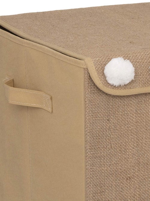 Coffre à jouets en intissé et pompons - Kiabi