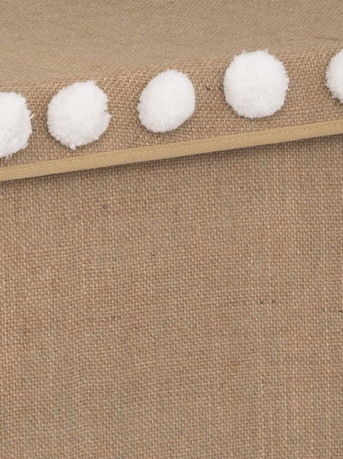 Coffre à jouets en intissé et pompons - Kiabi