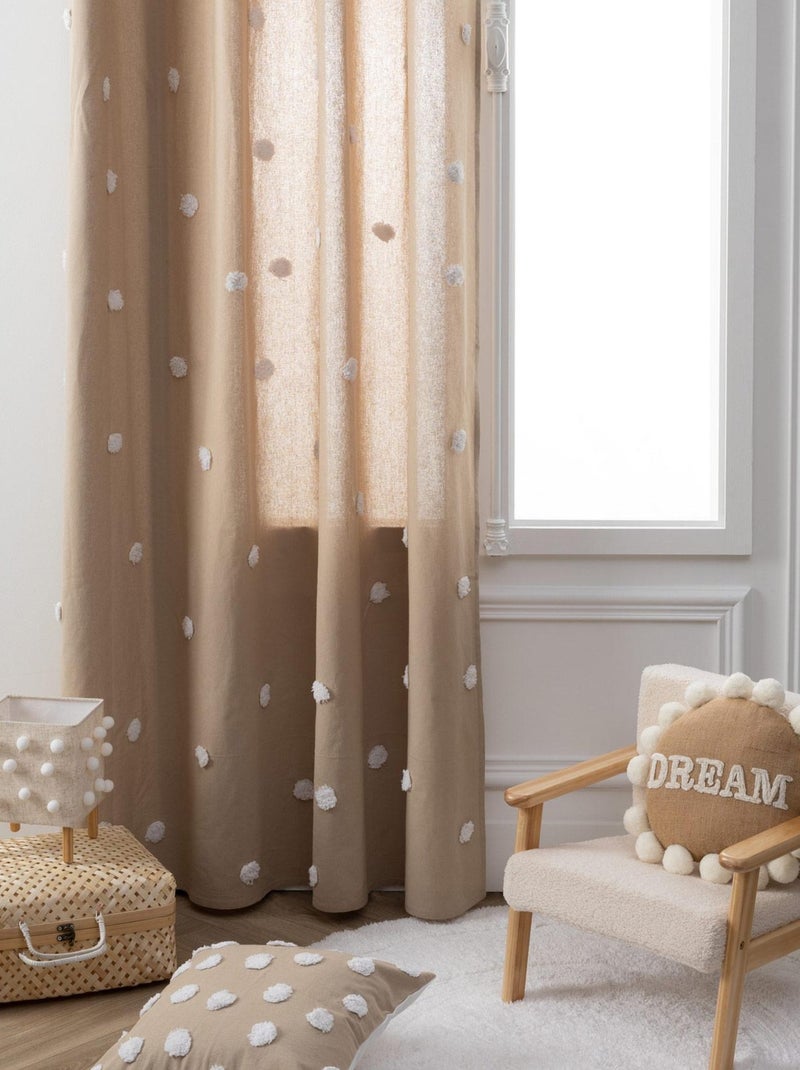 Coffre à jouets en intissé et pompons Marron clair - Kiabi