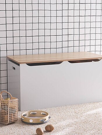 Coffre à jouets enfant couvercle rabattable poignées latérales Tobias