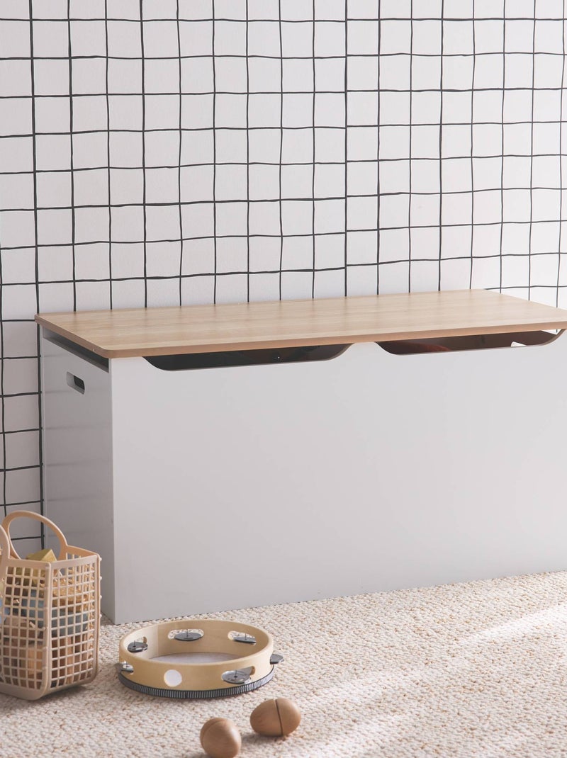 Coffre à jouets enfant couvercle rabattable poignées latérales Tobias Blanc - Kiabi