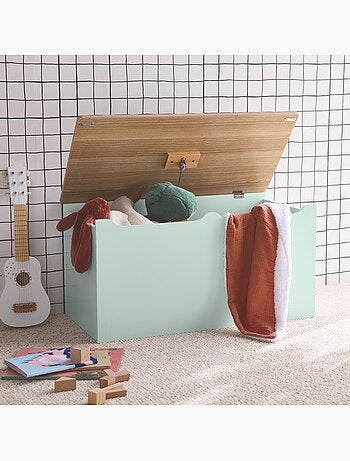 Coffre à jouets enfant couvercle rabattable poignées latérales Tobias