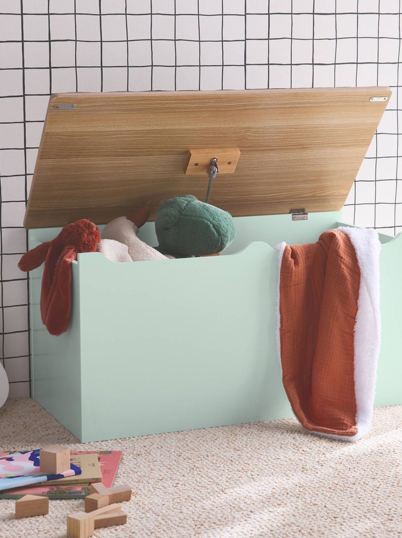 Coffre à jouets enfant couvercle rabattable poignées latérales Tobias Vert clair - Kiabi