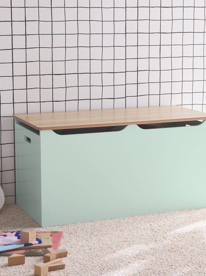 Coffre à jouets enfant couvercle rabattable poignées latérales Tobias Vert clair - Kiabi