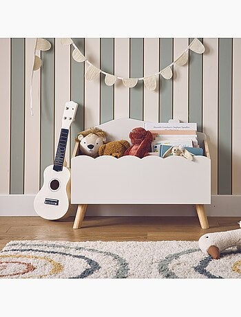 Coffre à jouets enfant décor bois Azur