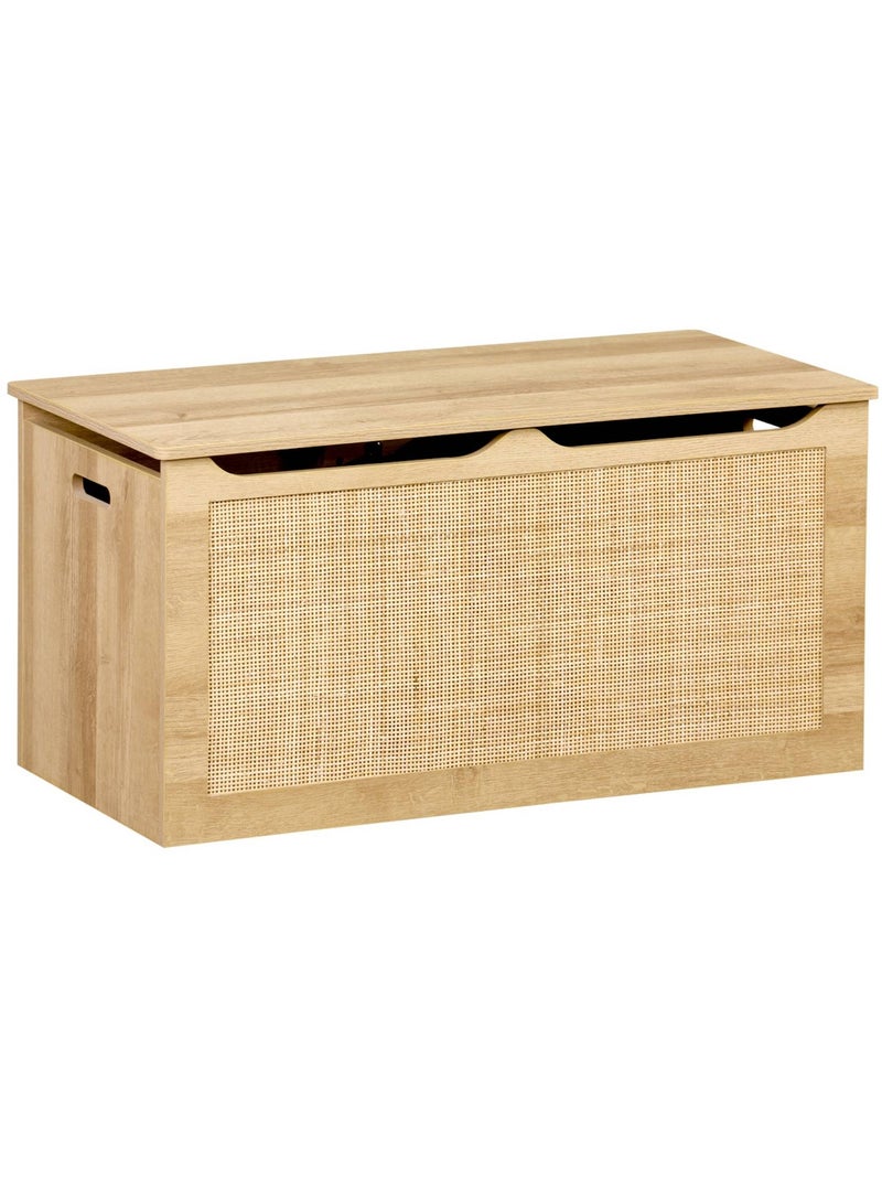 Coffre à jouets enfant décor bois et cannage Bohème Marron - Kiabi