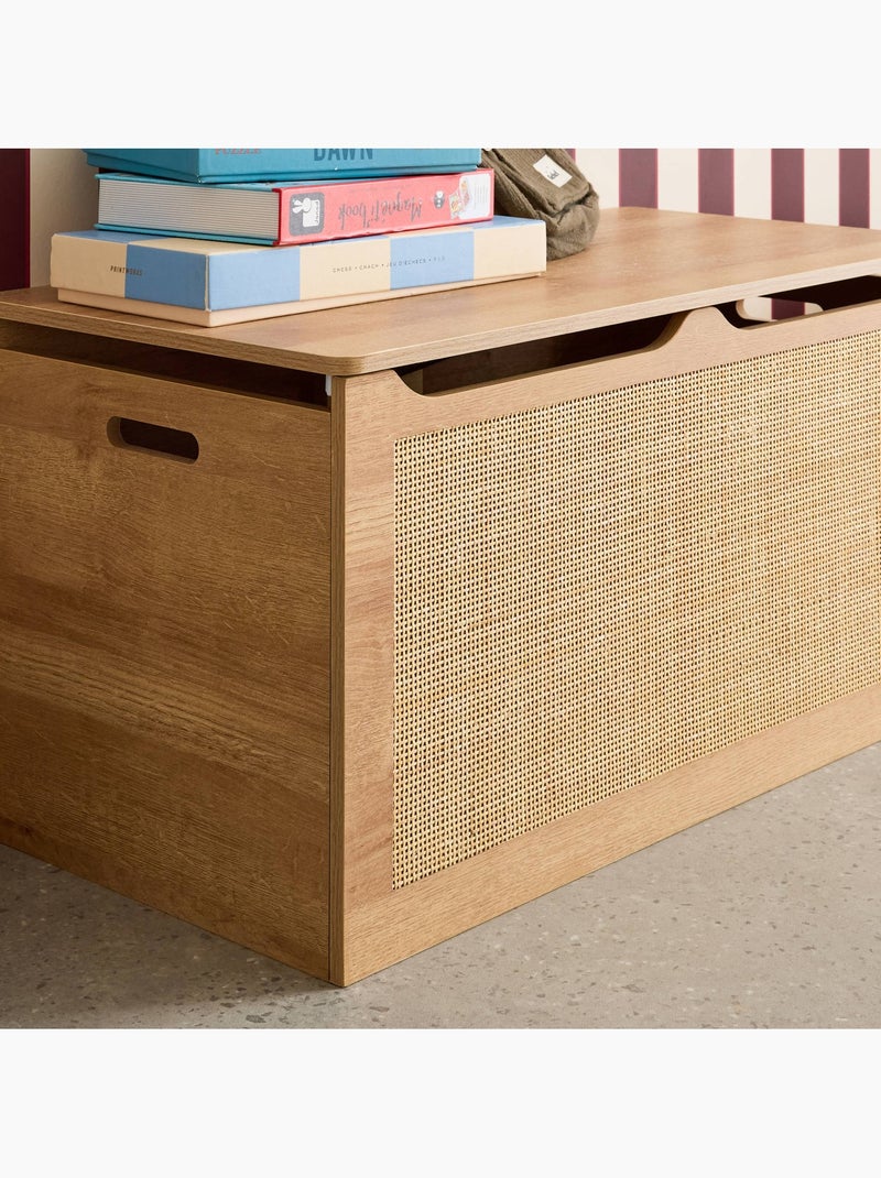 Coffre à jouets enfant décor bois et cannage Bohème Marron - Kiabi