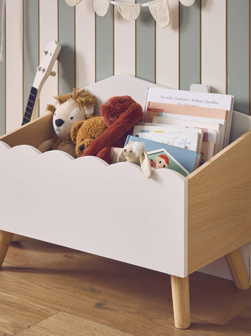 Coffre à jouets enfant effet bois Azur Blanc - Kiabi