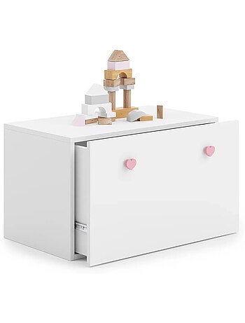 Coffre à jouets inga - poignée coeur rose