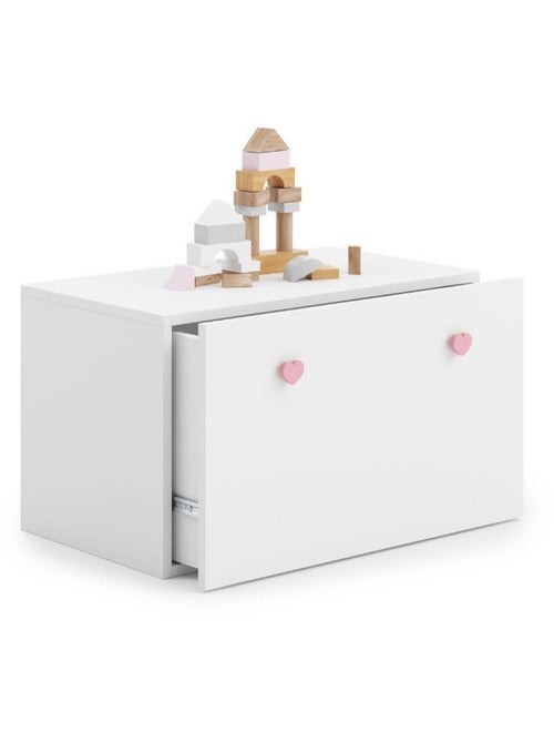 Coffre à jouets Inga - poignée rose - Kiabi