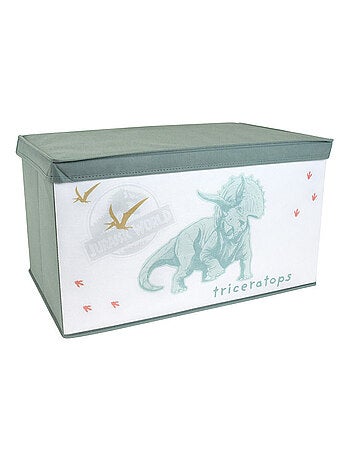 Coffre à jouets Jurassic world vert, en tissus pliable pour enfant