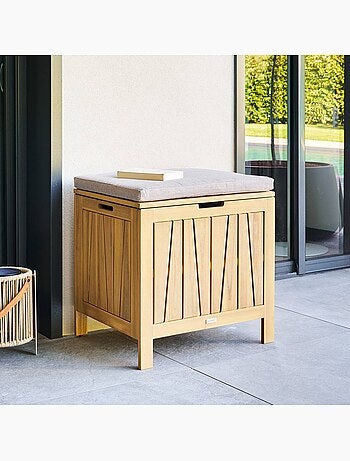 Coffre de rangement 100L avec assise en acacia LODGIA