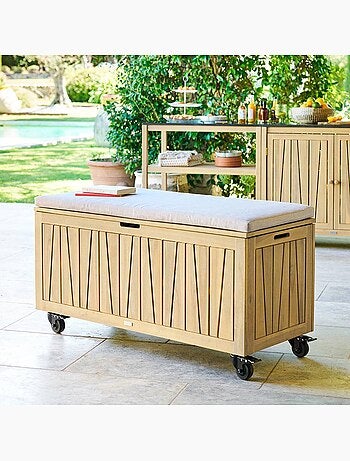 Coffre de rangement 210L avec assise Lodgia beige acacia