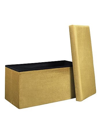 Coffre de rangement banc pliable velours côtelé