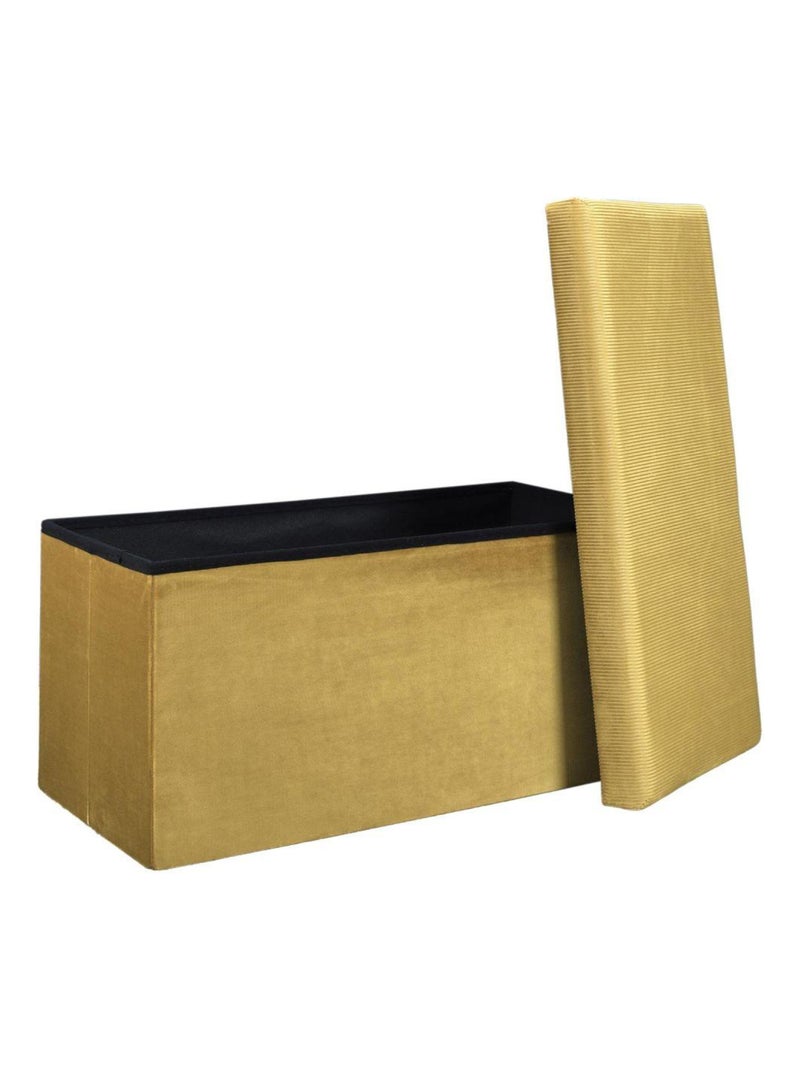 Coffre de rangement banc pliable velours côtelé Jaune - Kiabi