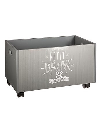 Coffre de rangement enfant à roulettes avec inscription