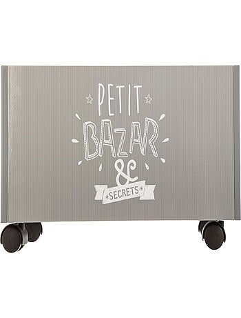 Coffre de rangement enfant à roulettes avec inscription