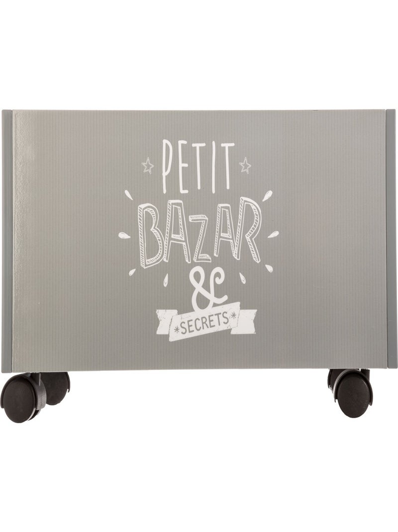 Coffre de rangement enfant à roulettes avec inscription Gris - Kiabi
