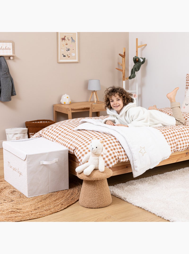 Coffre de rangement enfant en bouclette YUMA Blanc - Kiabi