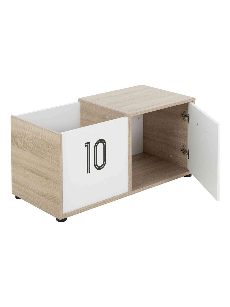 Coffre effet bois blanc, 1 porte  90x40x43 Blanc - Kiabi