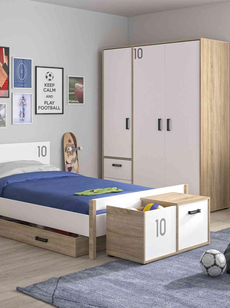 Coffre effet bois blanc, 1 porte  90x40x43 Blanc - Kiabi