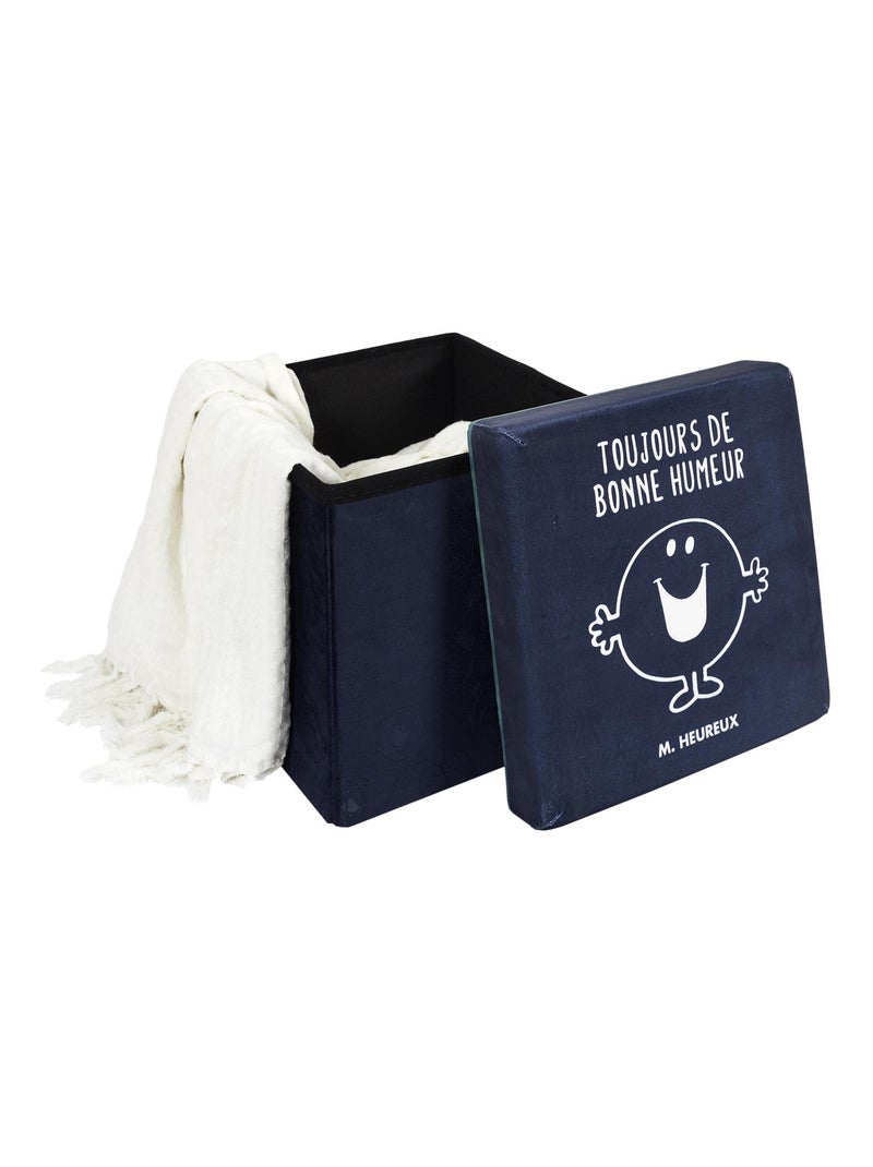 Coffre pouf MONSIEUR MADAME Bleu marine - Kiabi