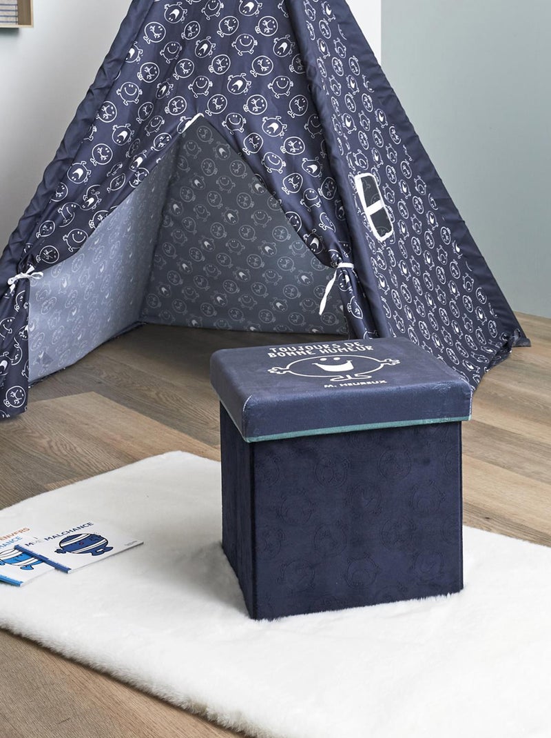 Coffre pouf MONSIEUR MADAME Bleu marine - Kiabi