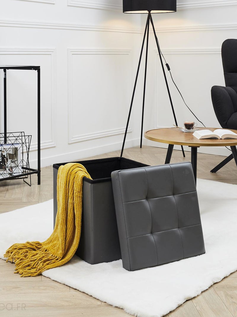 Coffre pouf pliable CHIC Noir Noir - Kiabi