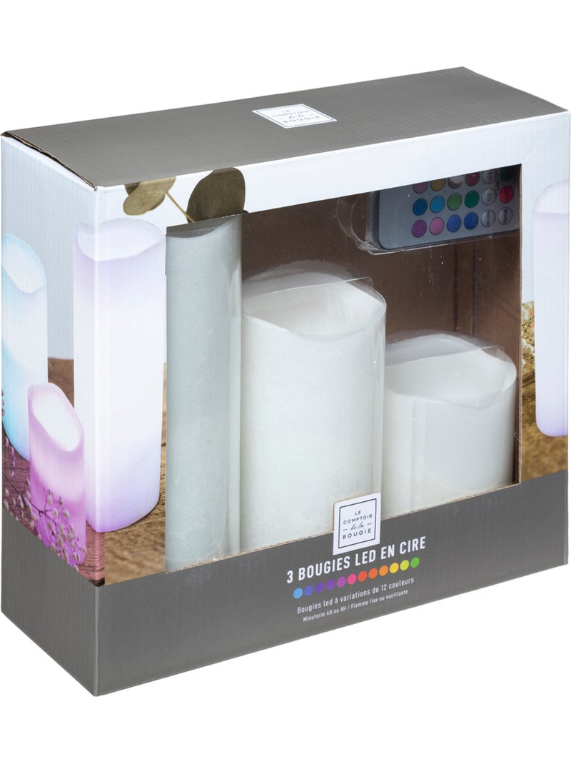 Coffret 3 bougies LED Beige - Kiabi