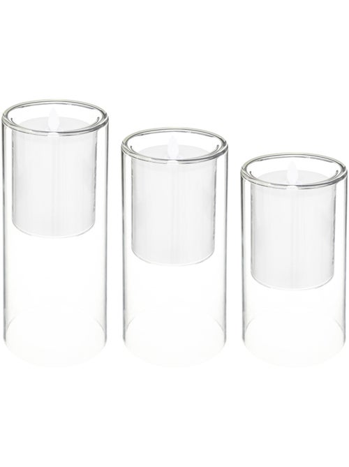 Coffret 3 bougies LED double paroi verre SENA - Kiabi