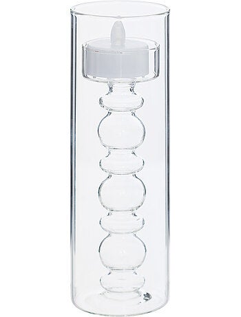 Coffret 3 bougies LED en support verre à bulles LENA