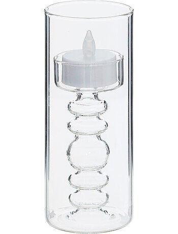 Coffret 3 bougies LED en support verre à bulles LENA