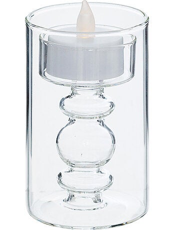 Coffret 3 bougies LED en support verre à bulles LENA