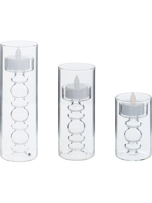 Coffret 3 bougies LED en support verre à bulles LENA - Kiabi Coffret 3 bougies LED en support verre à bulles LENA - Kiabi