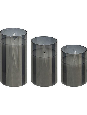 Coffret 3 bougies LED pot en verre SENA