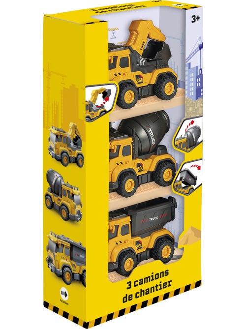 Coffret 3 camions de chantier à friction - Kiabi