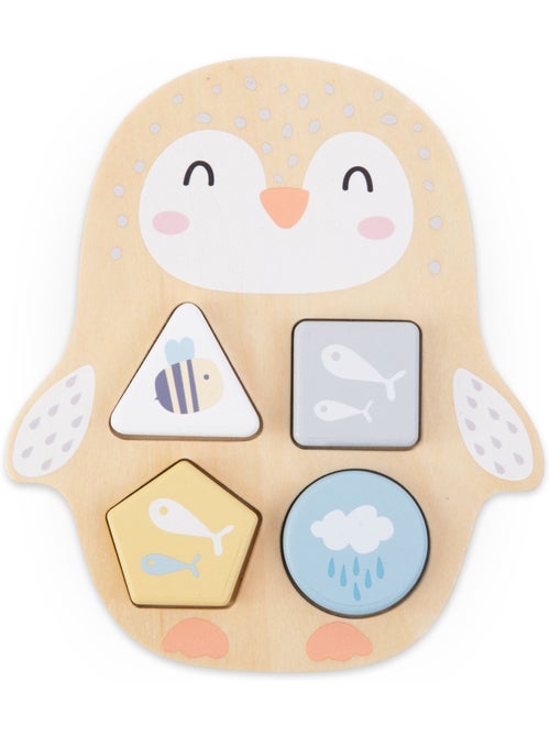 Coffret 3 jouets bois enfant boucle motrice pyramide cerf trieur pingouin mamabrum - Kiabi