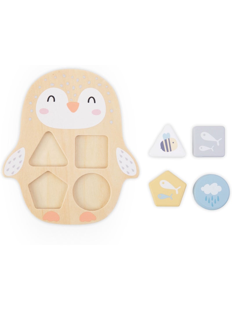 Coffret 3 jouets bois enfant boucle motrice pyramide cerf trieur pingouin mamabrum N/A - Kiabi
