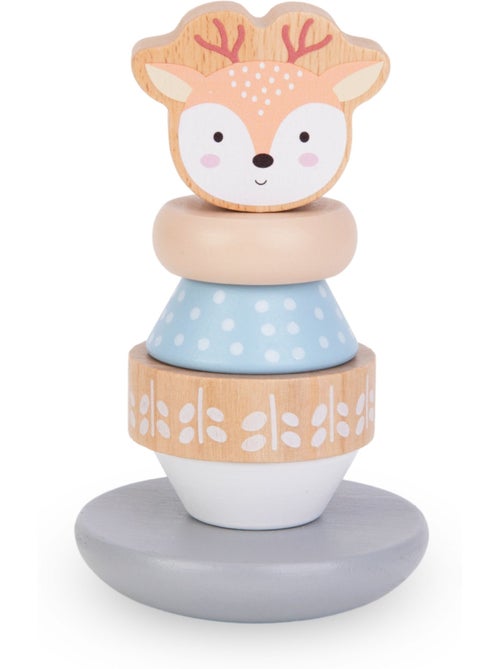 Coffret 3 jouets bois enfant boucle motrice pyramide cerf trieur pingouin mamabrum - Kiabi