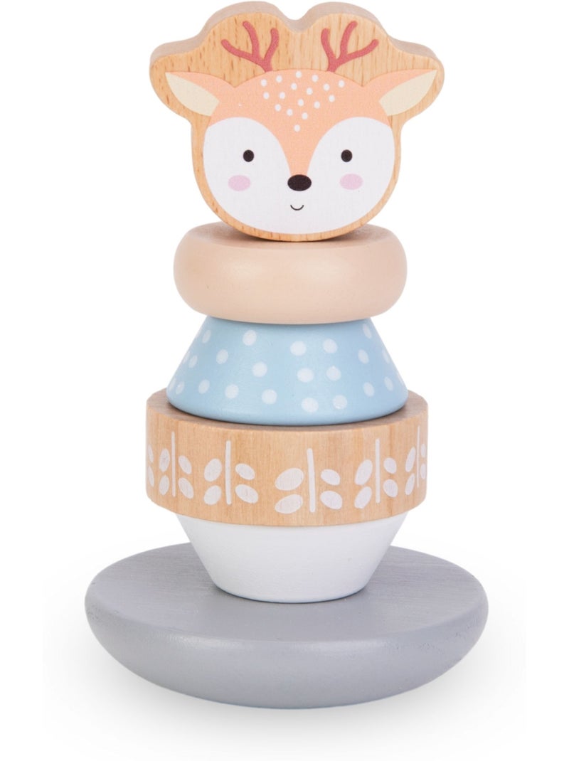 Coffret 3 jouets bois enfant boucle motrice pyramide cerf trieur pingouin mamabrum N/A - Kiabi