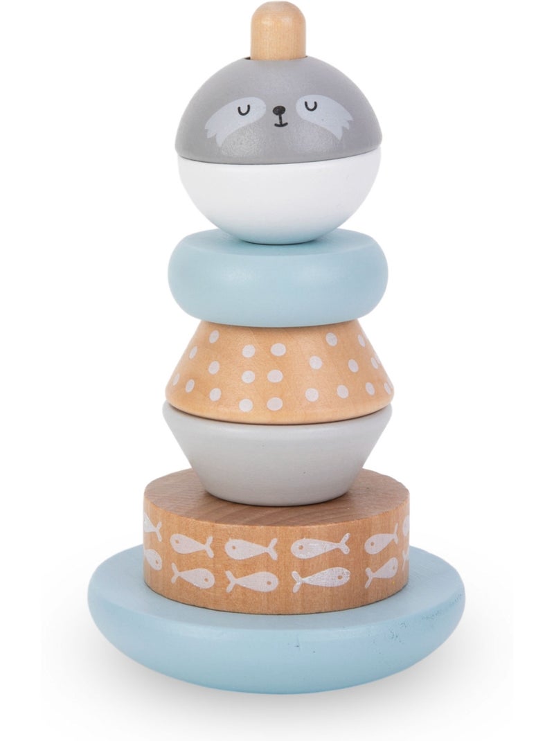 Coffret 3 jouets bois enfant boucle motrice pyramide trieur ourson mamabrum N/A - Kiabi