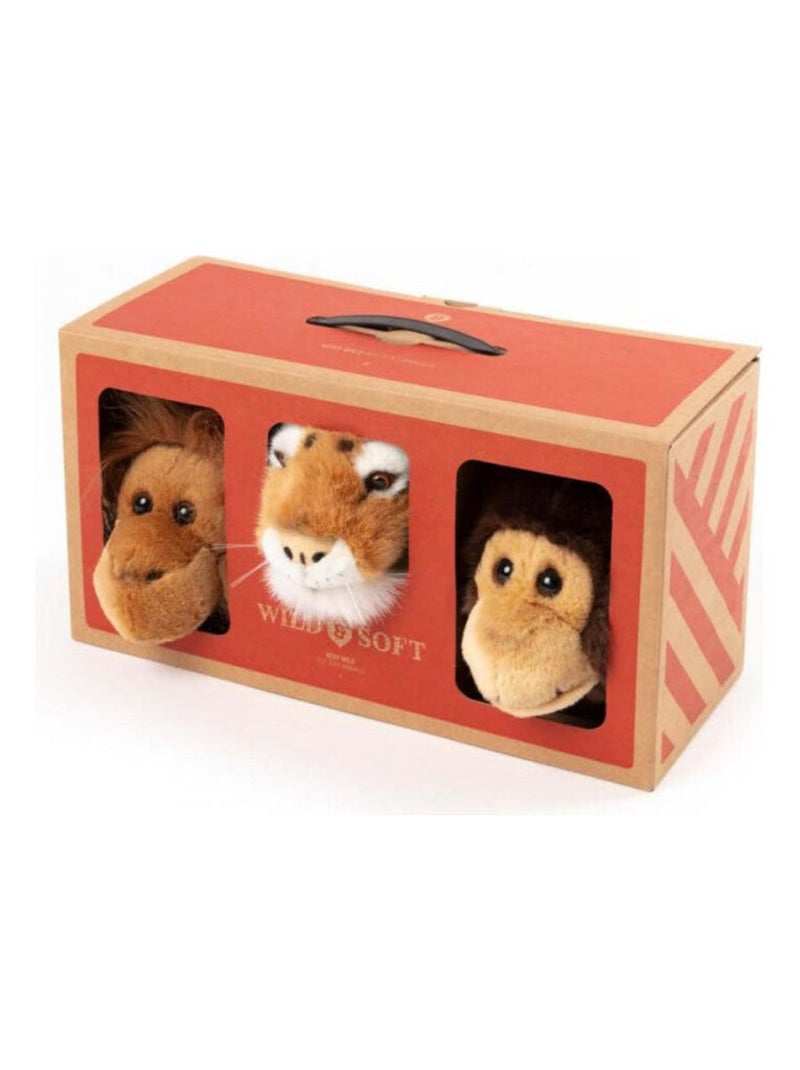Coffret 3 Mini Peluches Jungle Box Orang-Outang, Tigre et Singe Multicolore - Kiabi