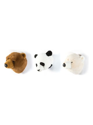 Coffret 3 Mini Peluches trophée Ours Blanc, Ours Brun et Panda