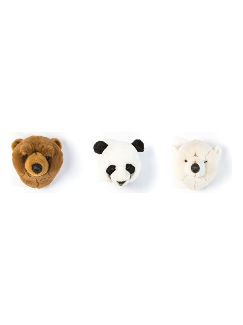 Coffret 3 Mini Peluches trophée Ours Blanc, Ours Brun et Panda Multicolore - Kiabi