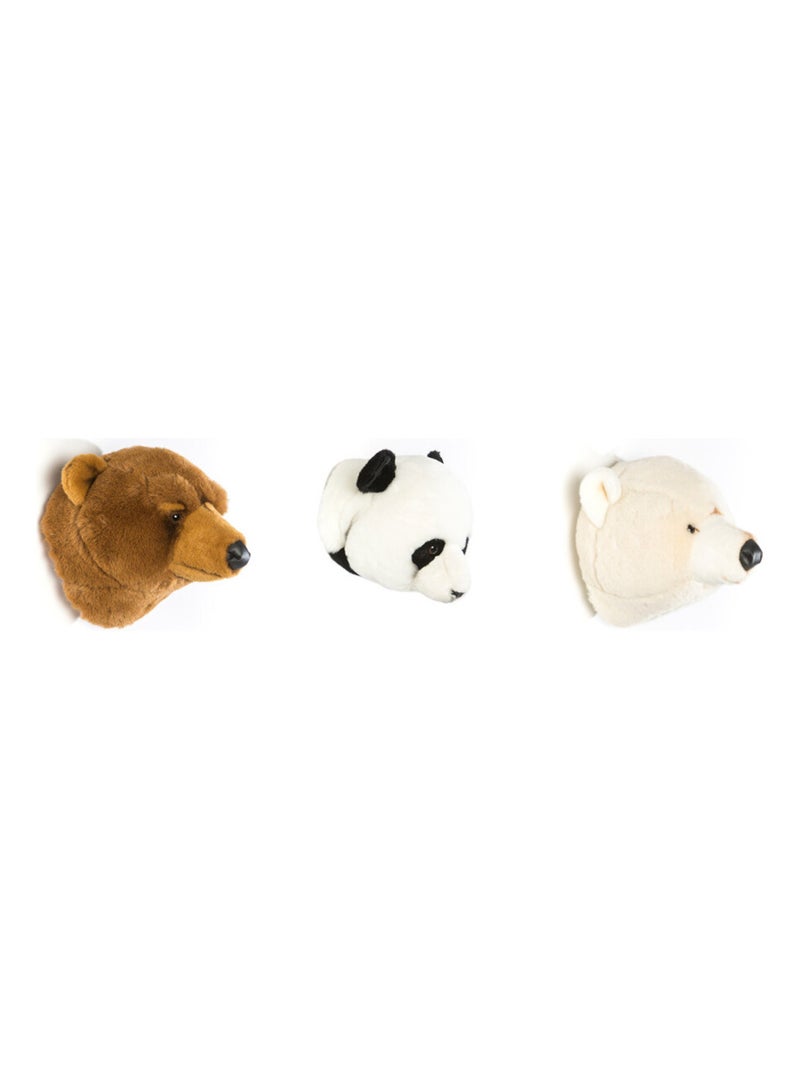 Coffret 3 Mini Peluches trophée Ours Blanc, Ours Brun et Panda Multicolore - Kiabi