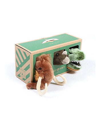 Coffret 3 Mini Peluches trophée Tricétatops, T-rex, Mammouth
