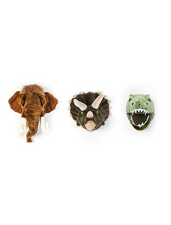 Coffret 3 Mini Peluches trophée Tricétatops, T-rex, Mammouth
