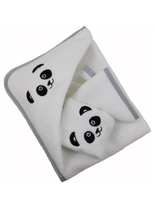 Coffret 3 pi?ces coton brod? PANDA